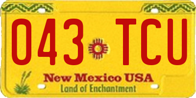 NM license plate 043TCU