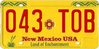 NM license plate 043TOB