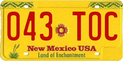 NM license plate 043TOC