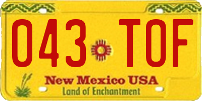 NM license plate 043TOF