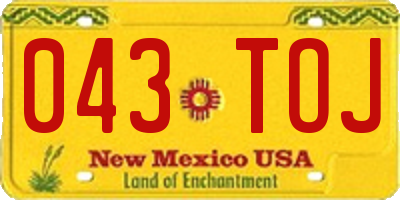 NM license plate 043TOJ