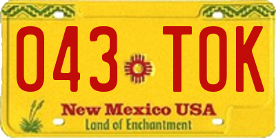 NM license plate 043TOK