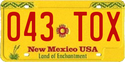 NM license plate 043TOX
