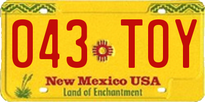NM license plate 043TOY