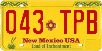 NM license plate 043TPB