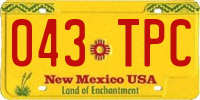 NM license plate 043TPC
