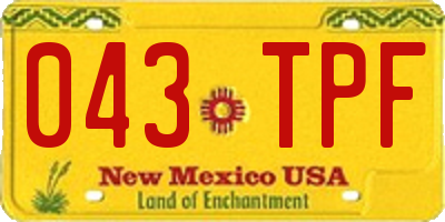 NM license plate 043TPF