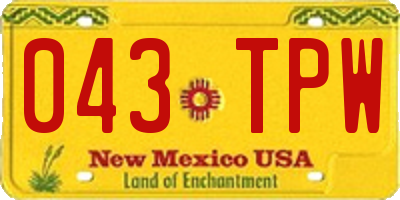 NM license plate 043TPW