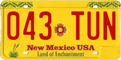 NM license plate 043TUN