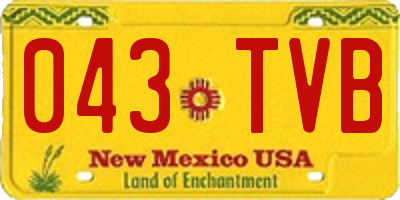 NM license plate 043TVB