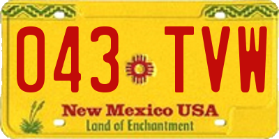 NM license plate 043TVW
