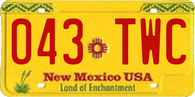 NM license plate 043TWC