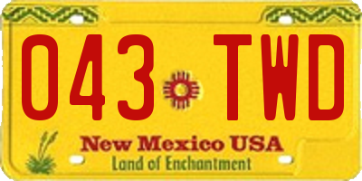 NM license plate 043TWD