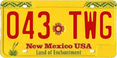 NM license plate 043TWG