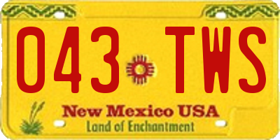 NM license plate 043TWS