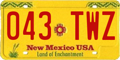NM license plate 043TWZ
