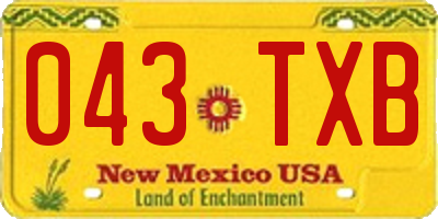 NM license plate 043TXB
