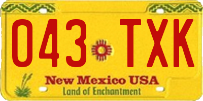 NM license plate 043TXK