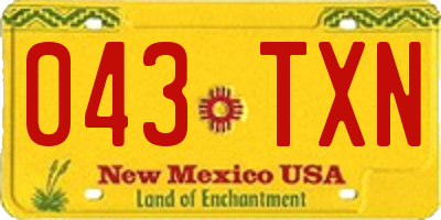 NM license plate 043TXN