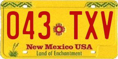 NM license plate 043TXV