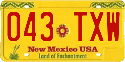 NM license plate 043TXW