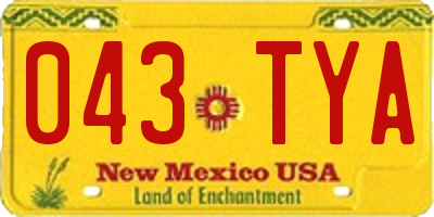 NM license plate 043TYA