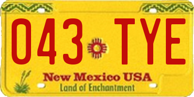NM license plate 043TYE