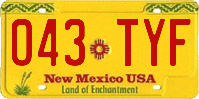NM license plate 043TYF