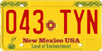 NM license plate 043TYN
