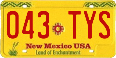 NM license plate 043TYS