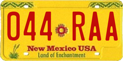 NM license plate 044RAA