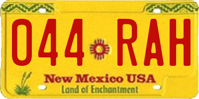 NM license plate 044RAH