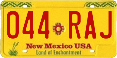 NM license plate 044RAJ