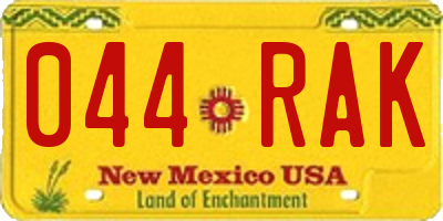 NM license plate 044RAK