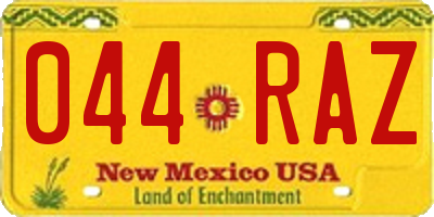NM license plate 044RAZ