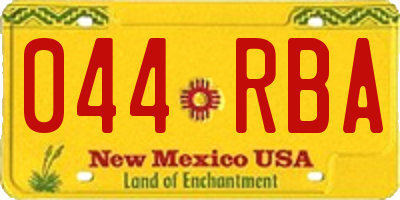 NM license plate 044RBA