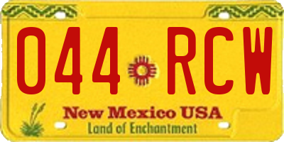 NM license plate 044RCW