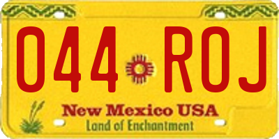 NM license plate 044ROJ