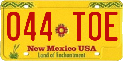 NM license plate 044TOE