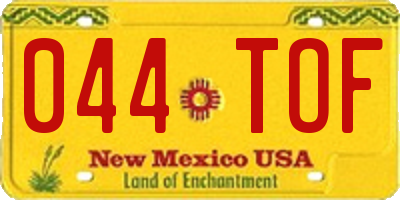 NM license plate 044TOF