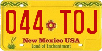 NM license plate 044TOJ