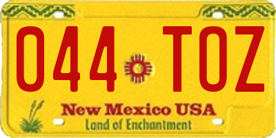 NM license plate 044TOZ