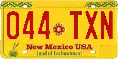 NM license plate 044TXN