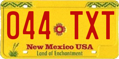 NM license plate 044TXT