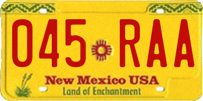 NM license plate 045RAA