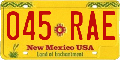 NM license plate 045RAE