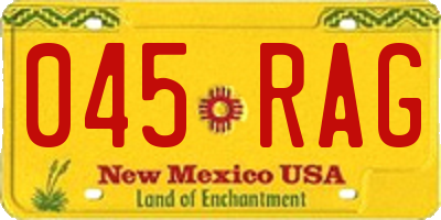 NM license plate 045RAG