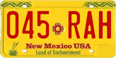 NM license plate 045RAH