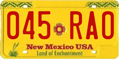 NM license plate 045RAO