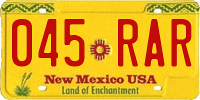 NM license plate 045RAR